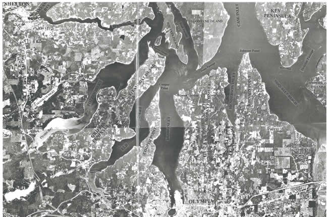 Map of Olympia area peninsulas
